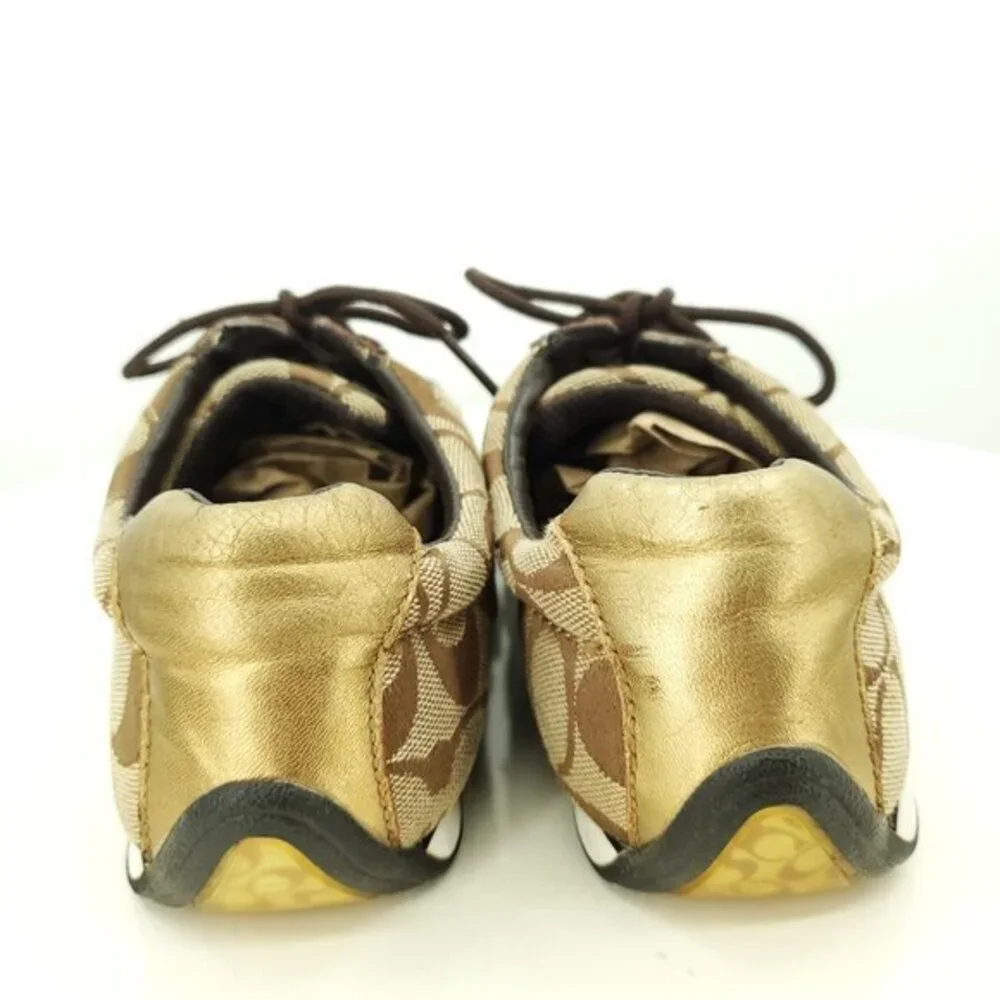 Coach Jayme Signature Suede/Canvas Sneakers 6 Brown/Tan/Gold